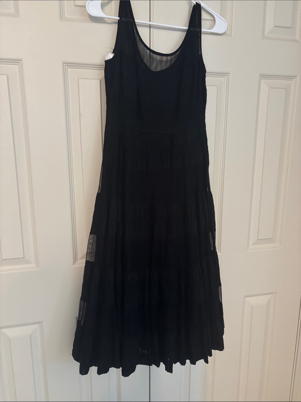 Free People Black Sleeveless Tiered Midi Dress